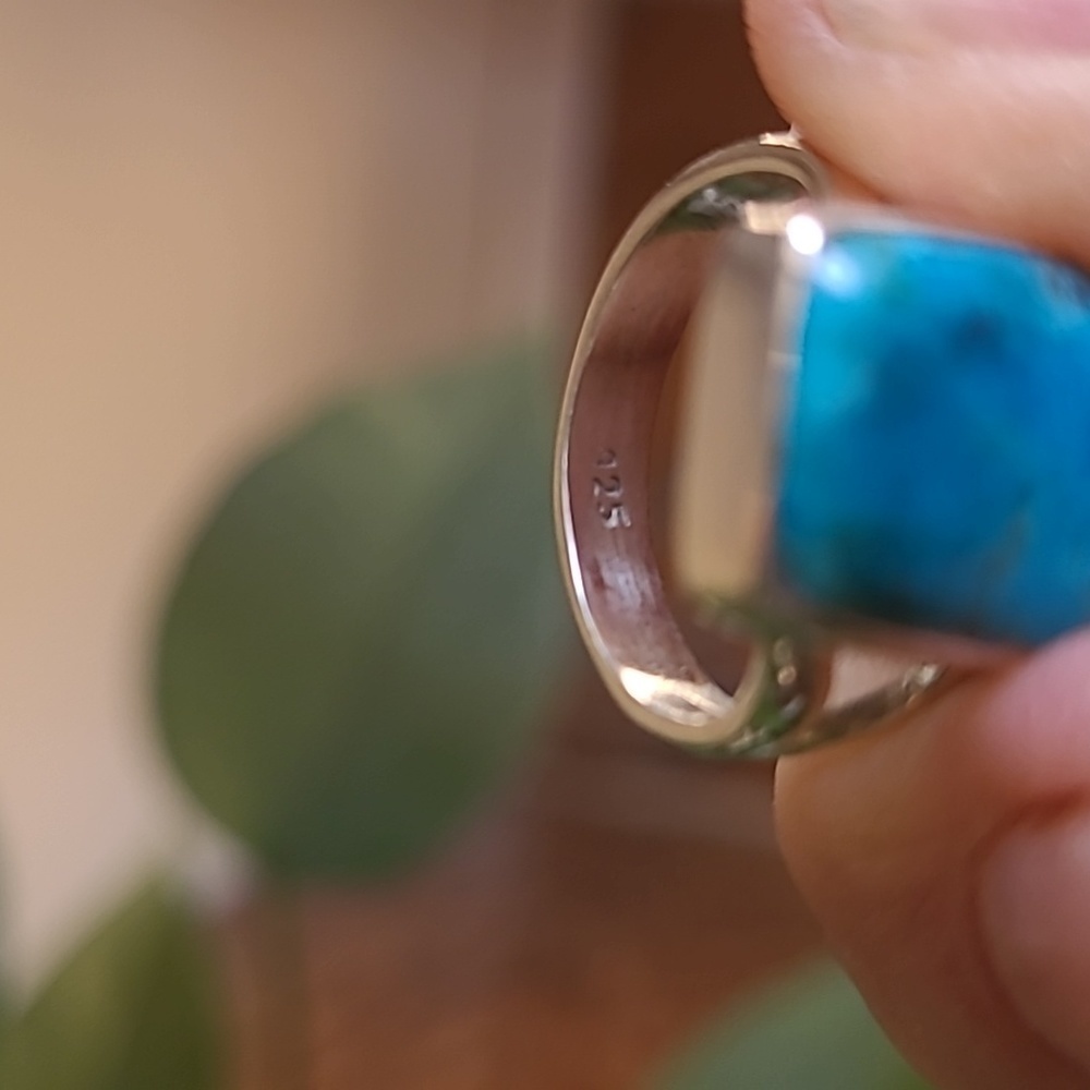 Blue Mojave Turquoise ring in Solid Sterling silver 925. Size 5.5 - Picture 5 of 6